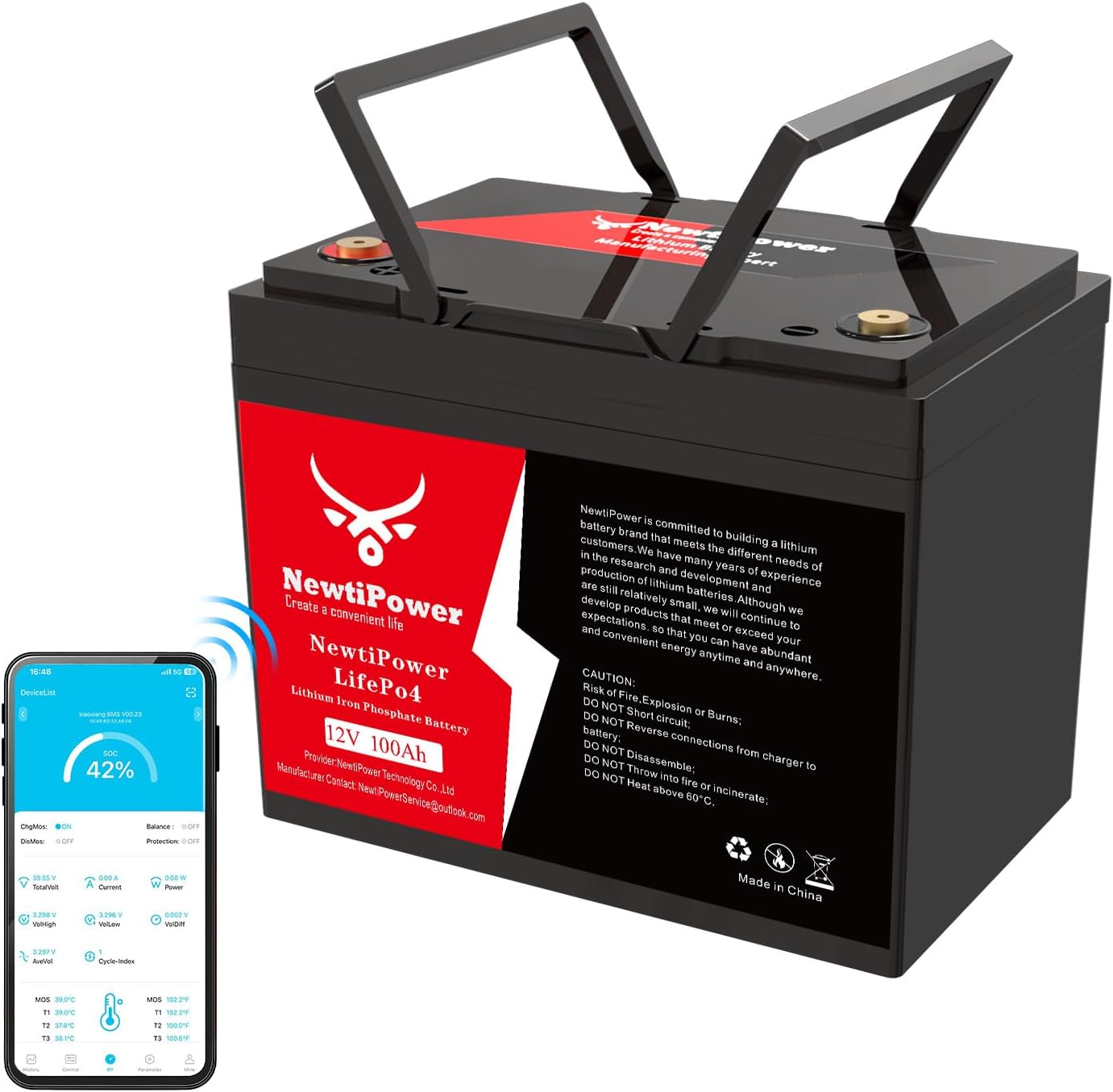 12V 100Ah Lithium LiFePO4 Battery for Golf Cart & Off Grid Use