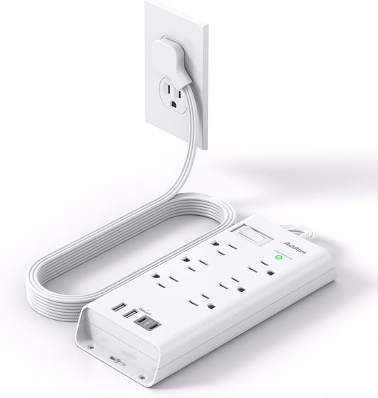 6 Outlet Surge Protector with 4 USB Ports - Home & Office Essential