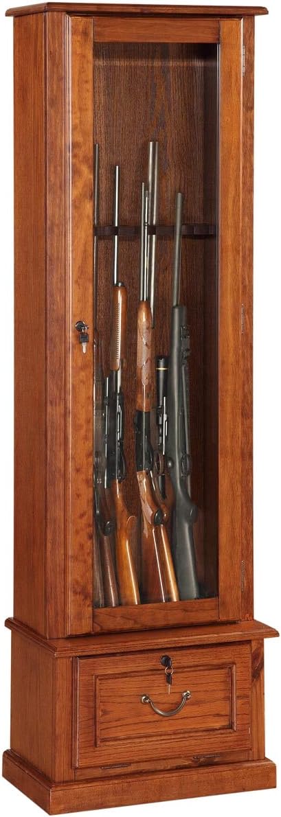 8 Gun Cabinet with Locking Tempered Glass Door for Secure Storage