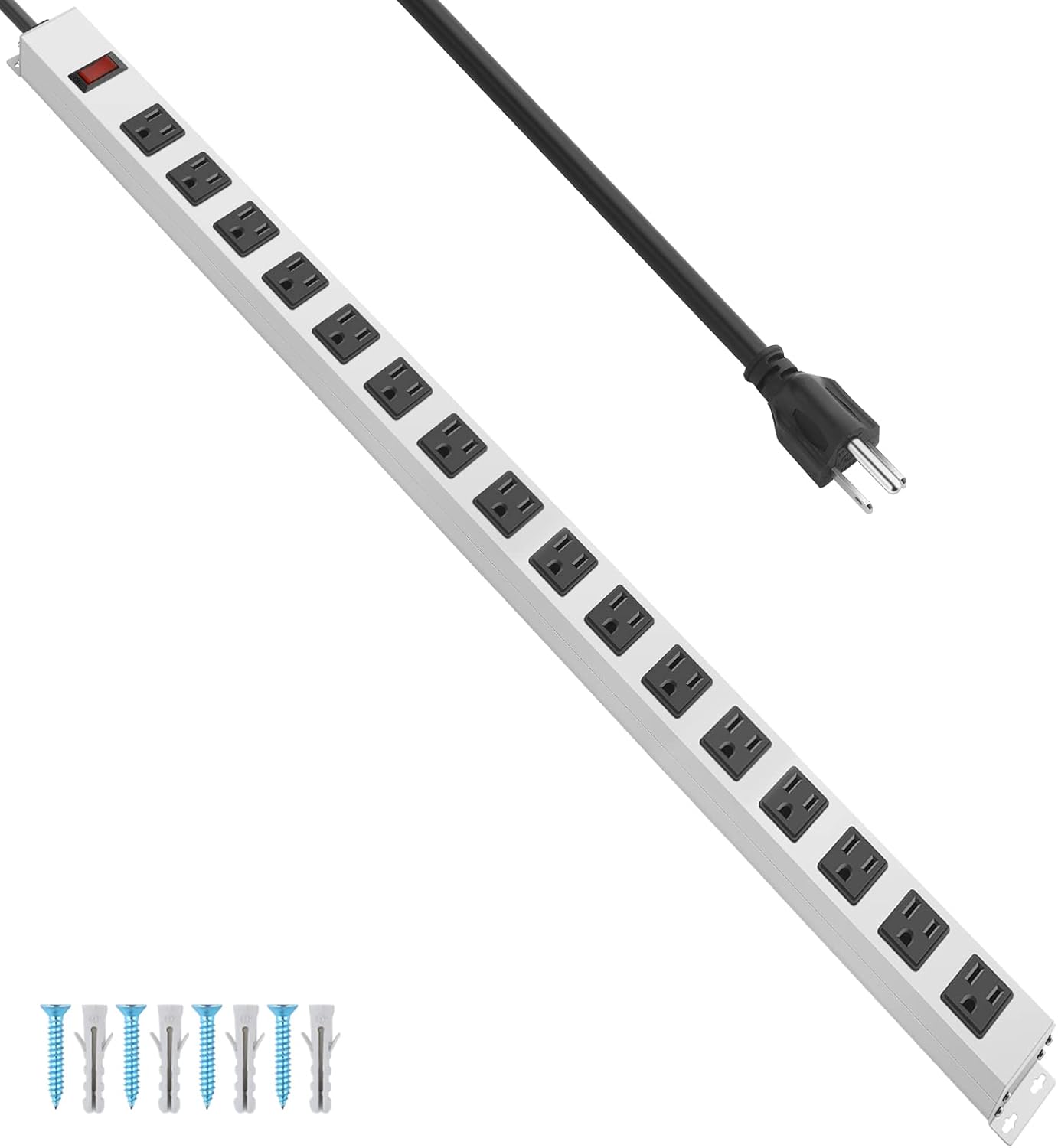 JUNNUJ Metal 16 Outlet Power Strip with Surge Protection Features