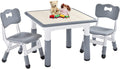 Gray Kids Table and 2 Chairs Set - Height Adjustable for Ages 3-8