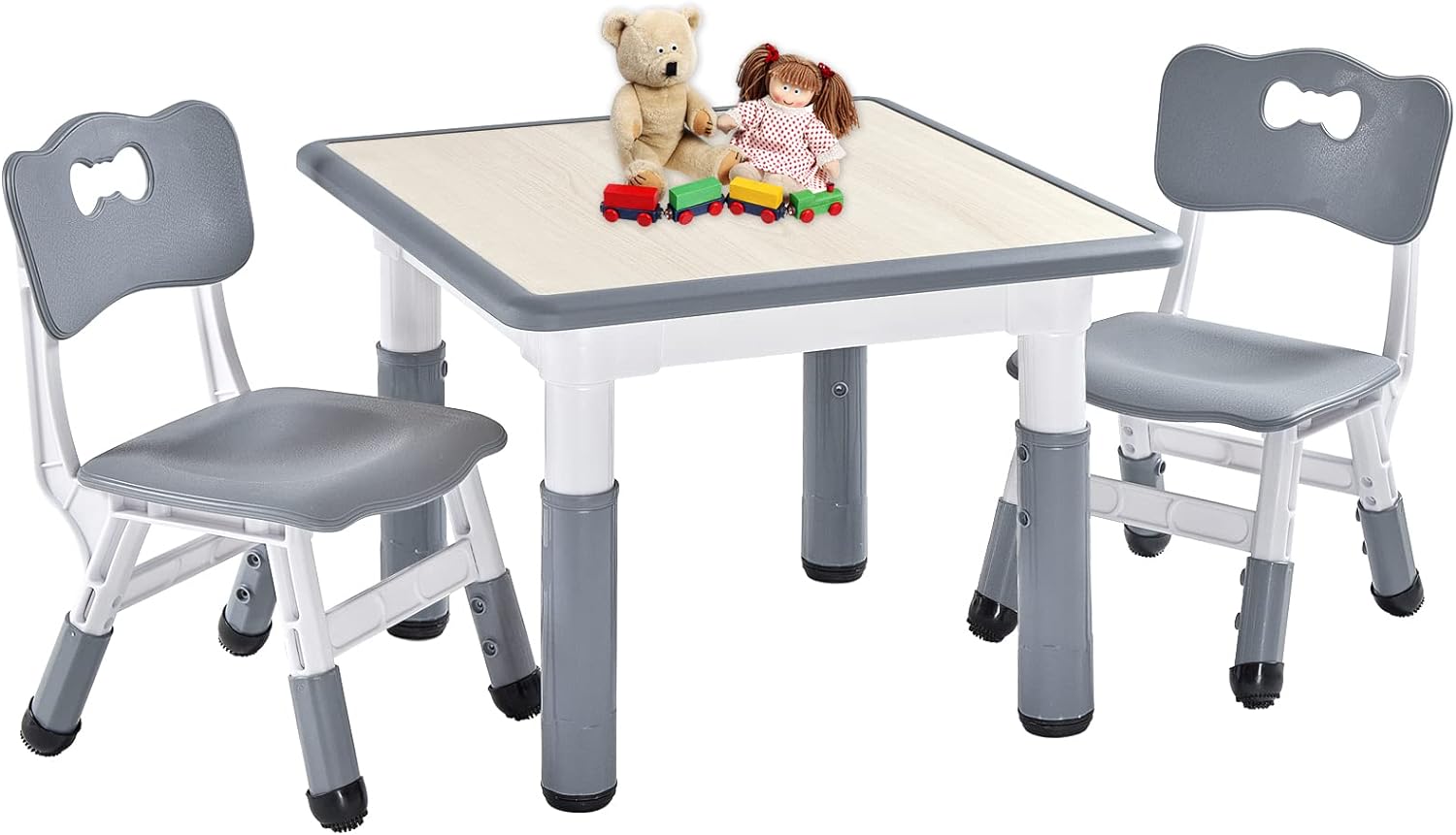 FUNLIO Kids Table and Chairs Set for Ages 3-8, Adjustable Height