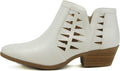 Perforated Cut Out Womens Block Heel Ankle Booties - Wide Fit Option