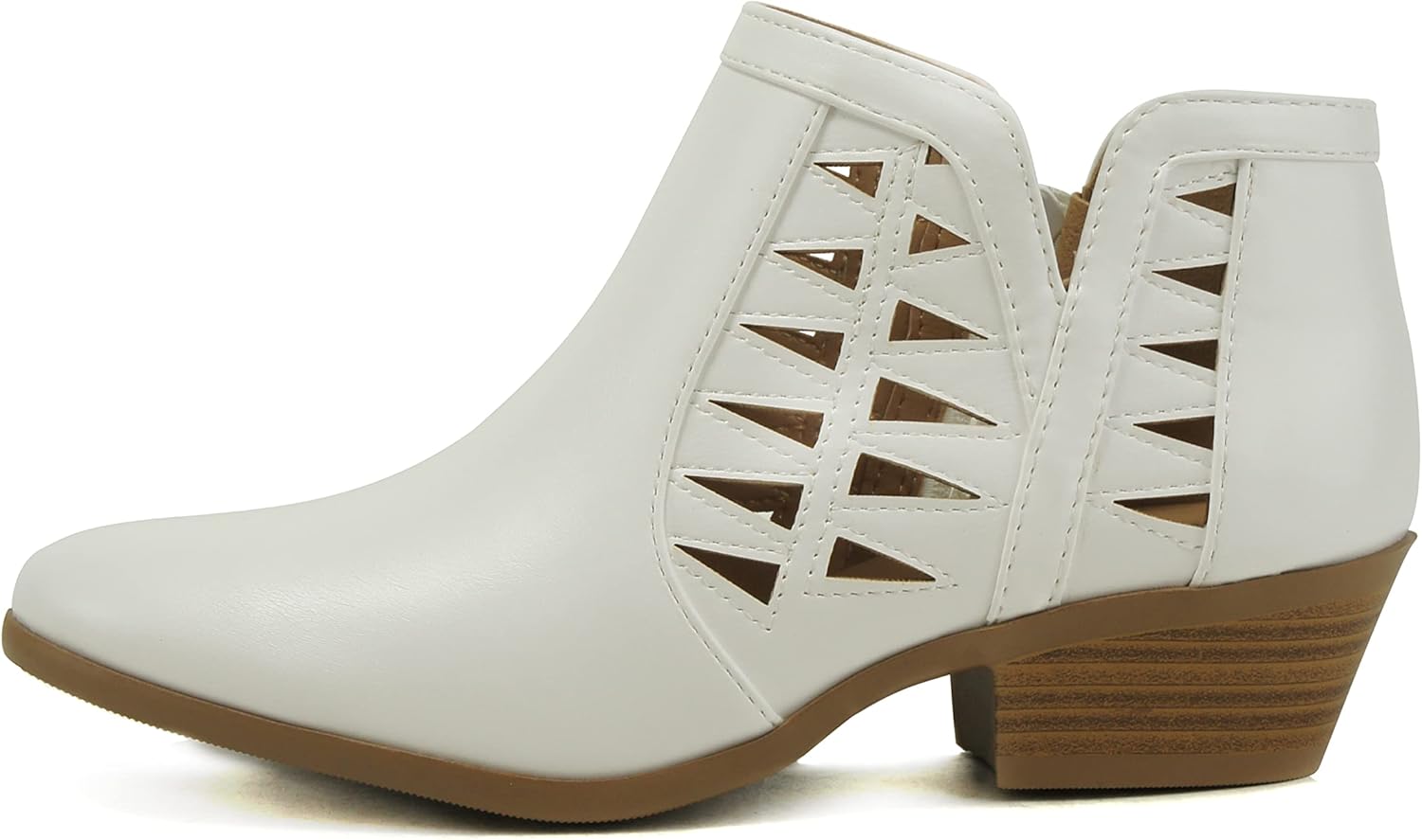 Soda CHANCE Womens Perforated Cut Out Stacked Block Heel Booties