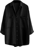 Denim Shirt Chambray Blue Button Down - Soft Tencel Casual 3/4 Sleeve