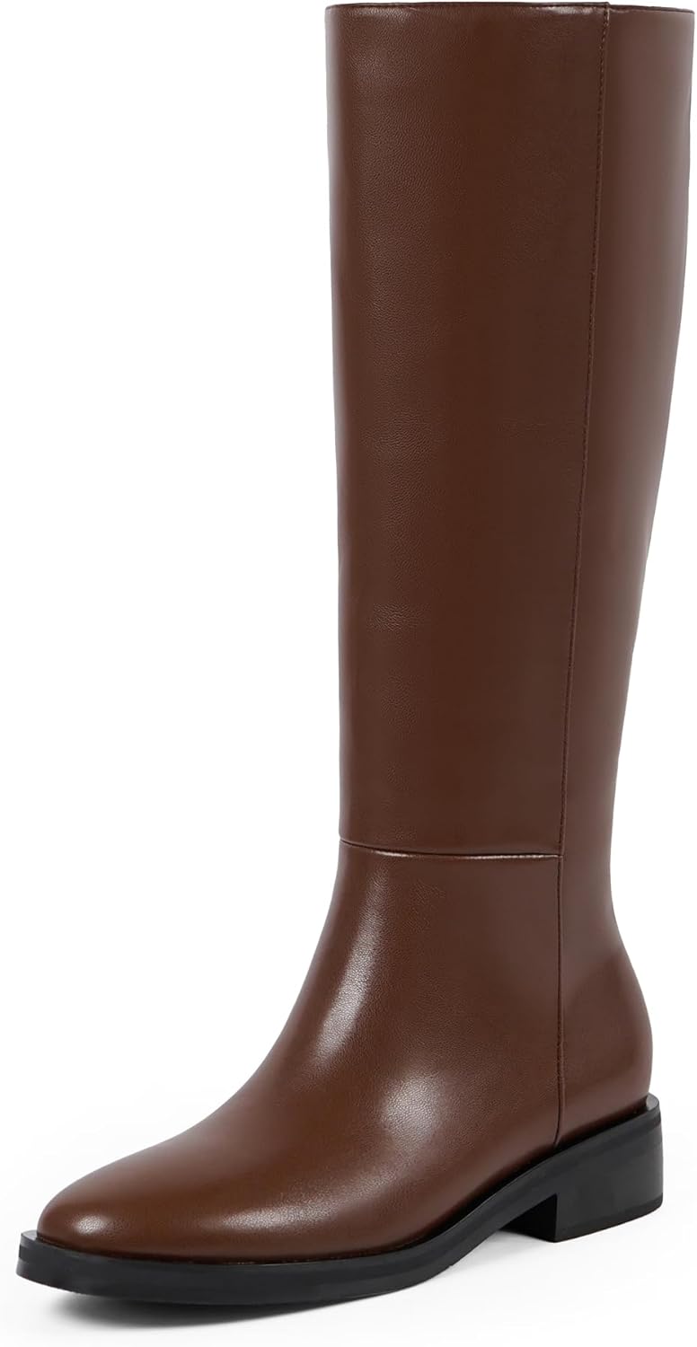 Modatope Knee High Boots for Women with Round Toe Design