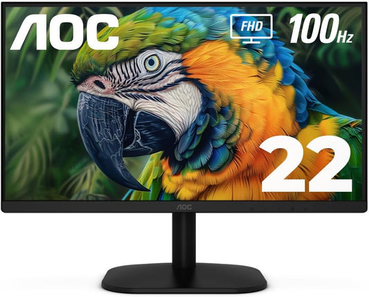 AOC 22 Full HD Monitor: 100Hz Refresh Rate, Adaptive Sync, Flicker-Free