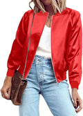 Women's Bomber Jacket Lightweight Zip Up Jacket - Breathable Satin