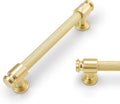 5in Brushed Brass Cabinet Handles 10 Pack - Knurled Gold Pulls