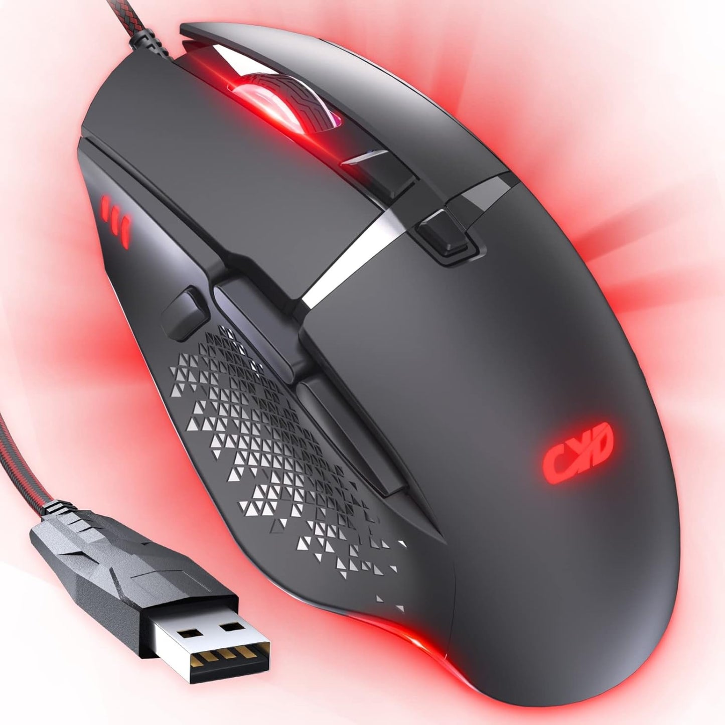 CYD Wired Gaming Mouse | 12800 DPI Precision & RGB | 8 Programmable Buttons