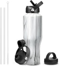 40oz Insulated Water Bottle with Straw - Marbling Slim Fit