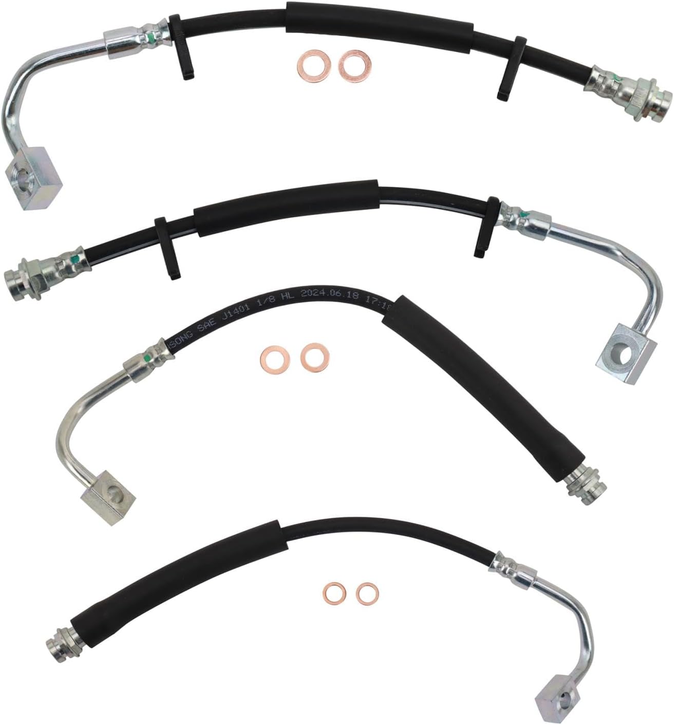 TRQ Front & Rear Brake Hose Set for Chrysler & Dodge Vehicles