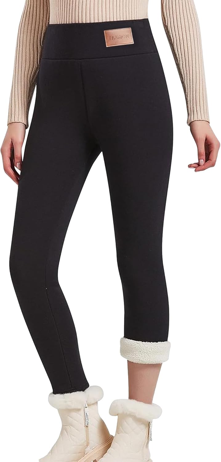 Hixiaohe Women's Casual Sherpa Fleece Lined Warm Leggings
