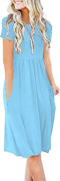 DB MOON Women Casual Short Sleeve Dresses with Pockets
