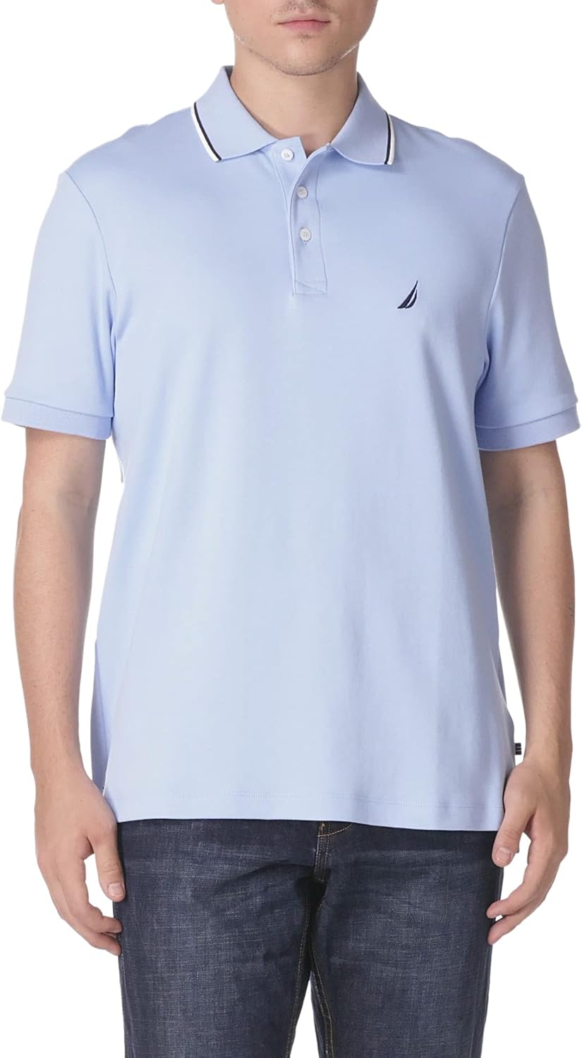 Nautica Men's Classic Fit Short Sleeve Dual Tipped Collar Polo