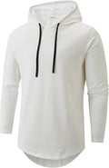 KLIEGOU Mens 100% Cotton Longline Hipster Hoodie T-Shirt - Comfortable