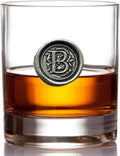 Old Fashioned Whiskey Rocks Glass with Monogram Initial - Handmade wax