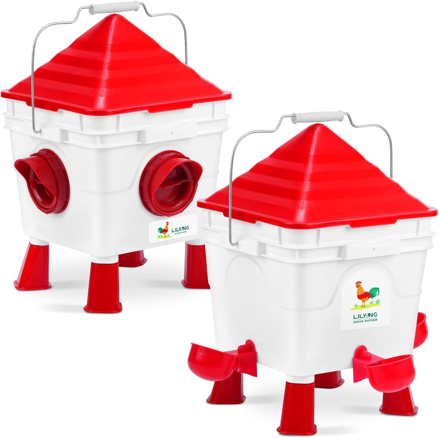 Lilyang Standing Chicken Feeders and Waterers for Poultry Care