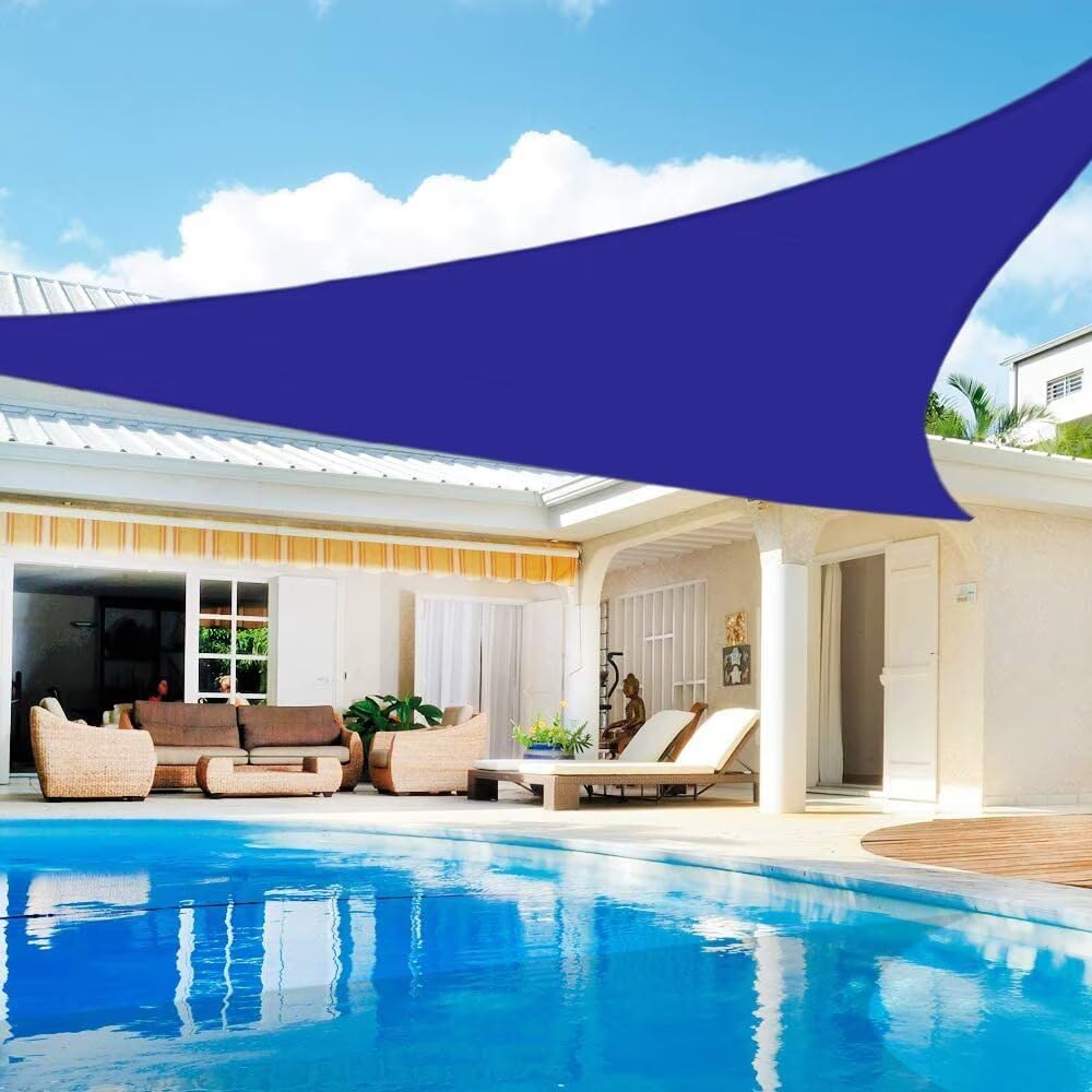 Premium 18ftx18ftx18ft Blue Triangle Sun Shade Sail for Outdoors