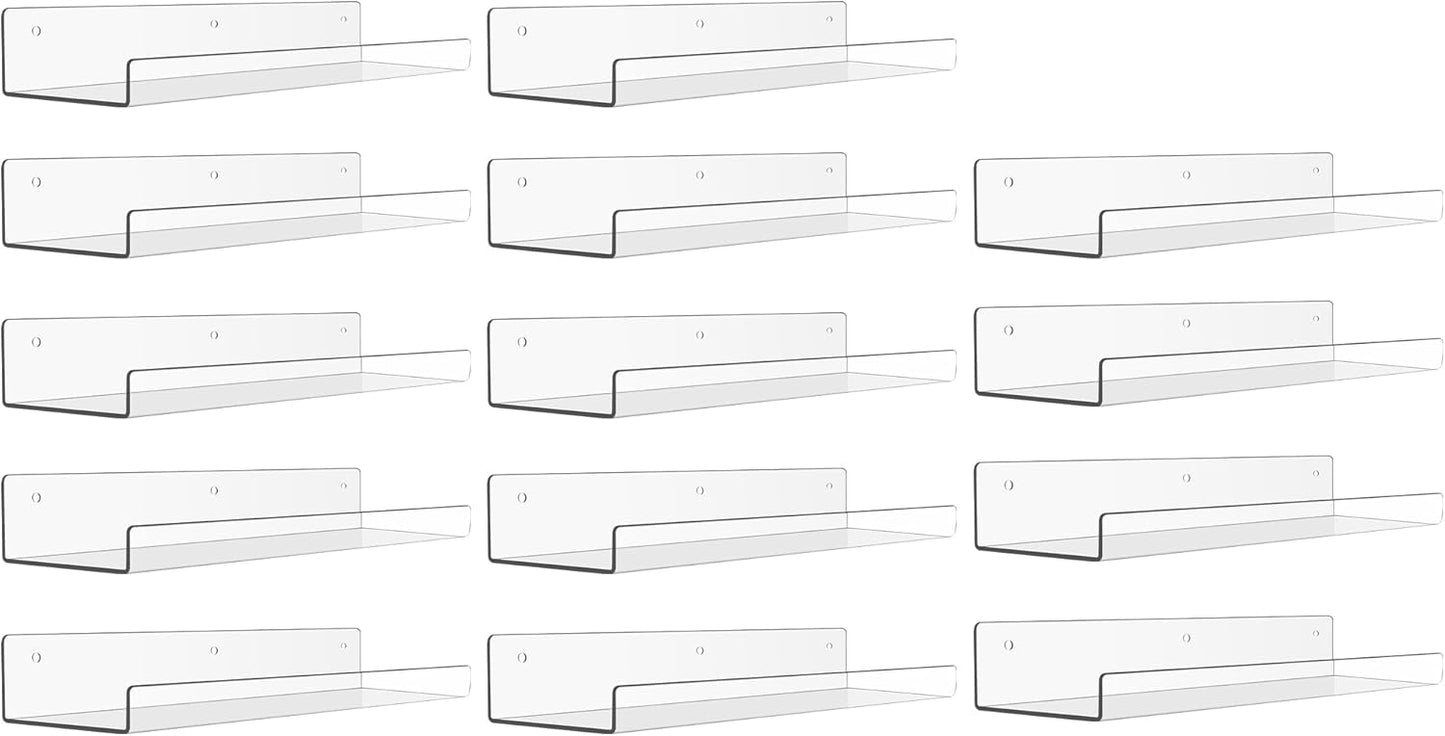 Upsimples 14 Pack Acrylic Shelves for Wall Organizer and Storage