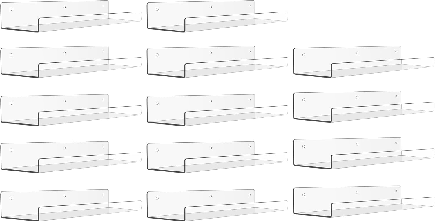 Upsimples 14 Pack Acrylic Shelves for Wall Organizer and Storage