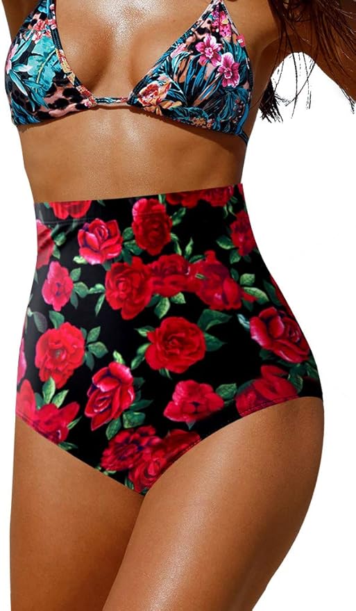 Upopby Women's High Waisted Swimsuit Bikini Bottoms for Comfort