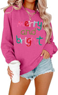 MOUSYA Oversized Christmas Pullover Women Merry Bright Colorful Letter