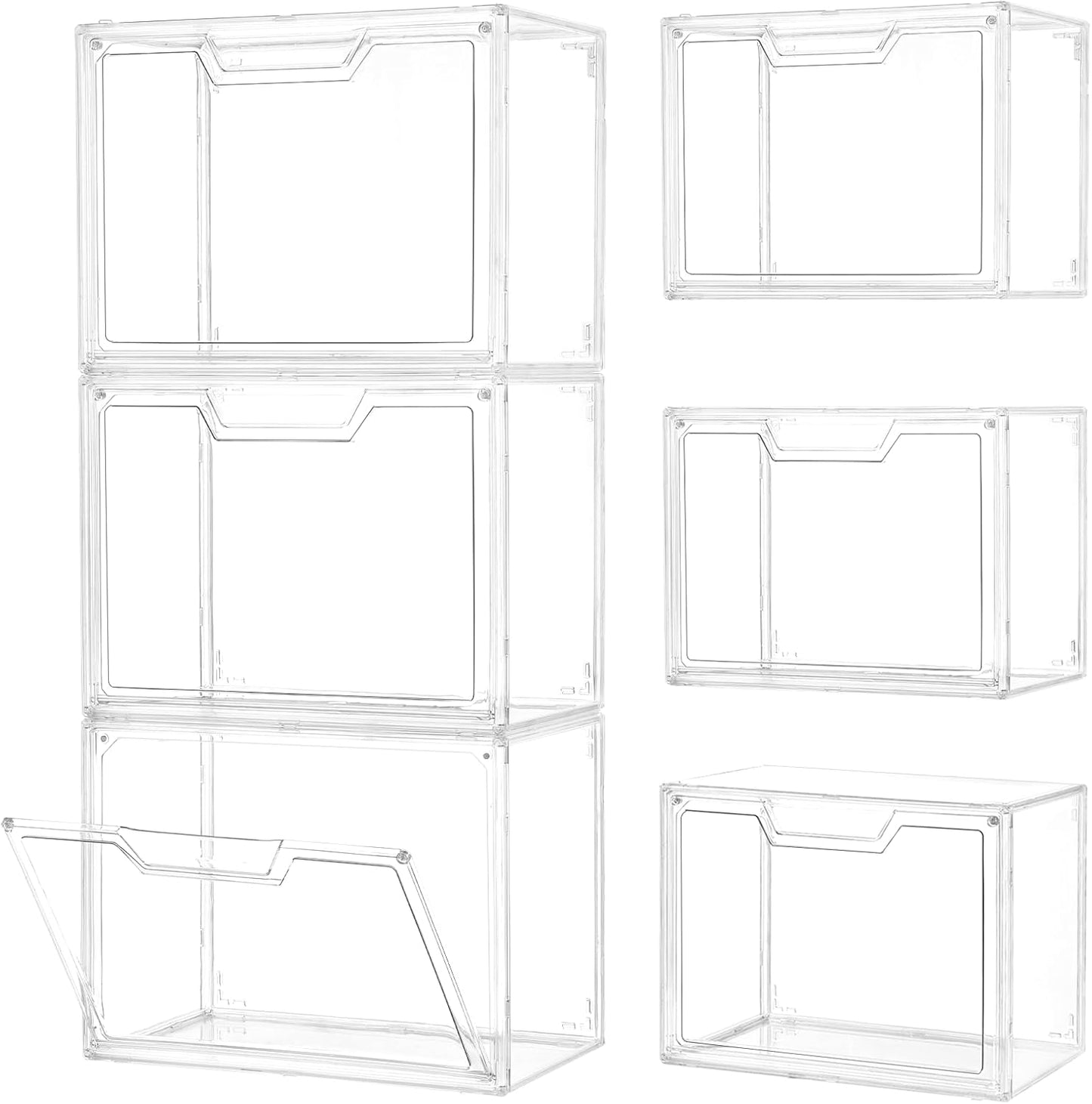 3 Pack Clear Storage Bins with Lids for Handbags and More