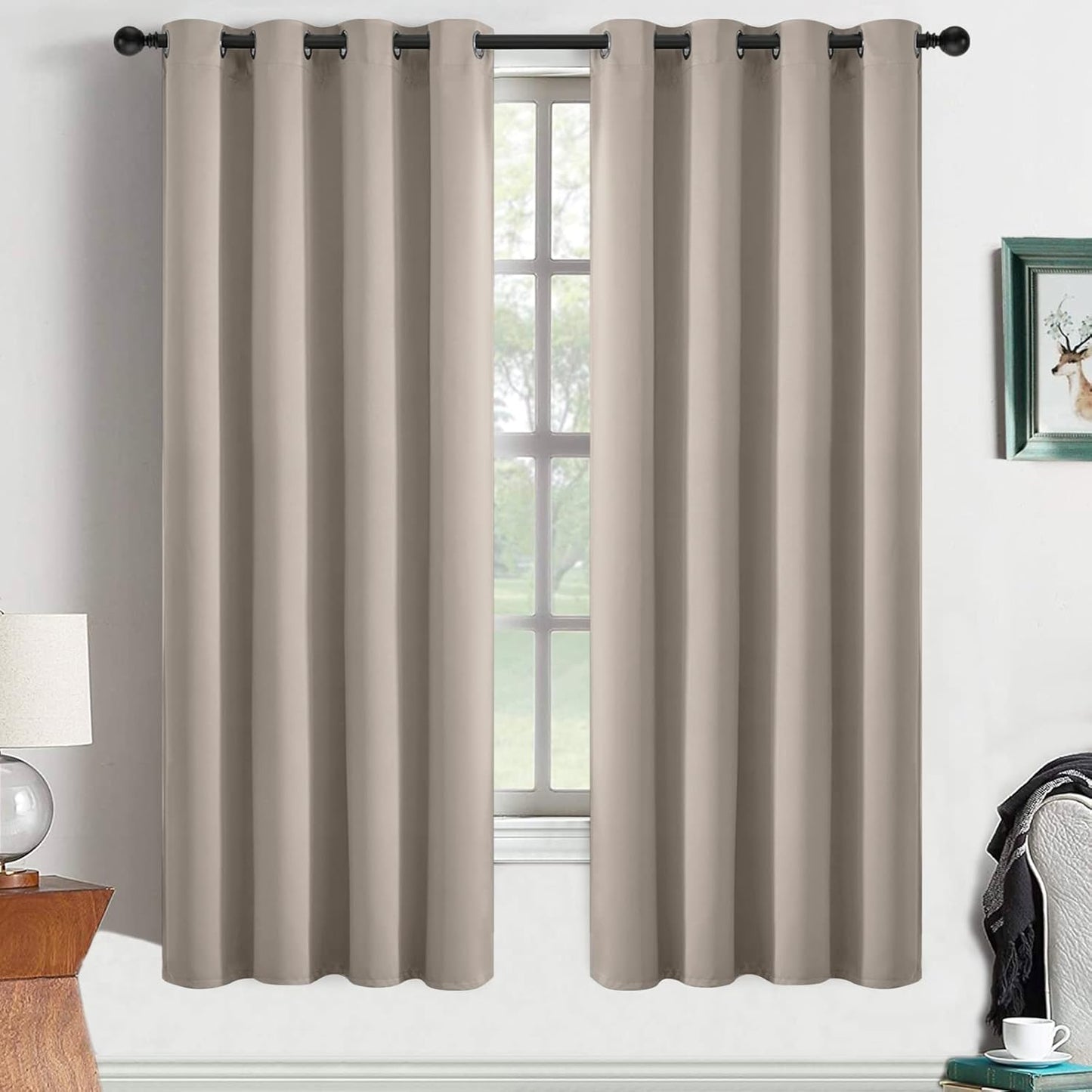 Yakamok Room Darkening Blackout Curtains for Bedroom 52W x 63L