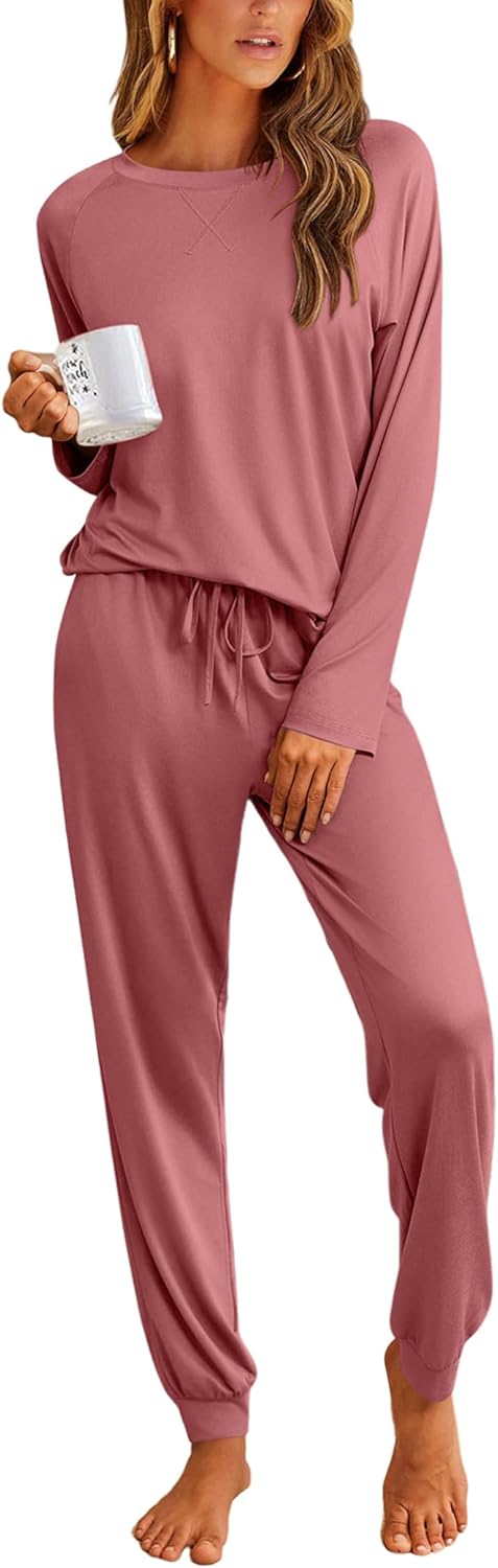 Ekouaer Pajamas Womens Long Sleeve Pj Set for Cozy Comfort