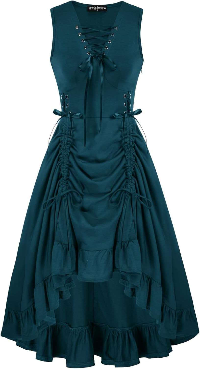 Scarlet Darkness Renaissance Steampunk Dress for Unique Style