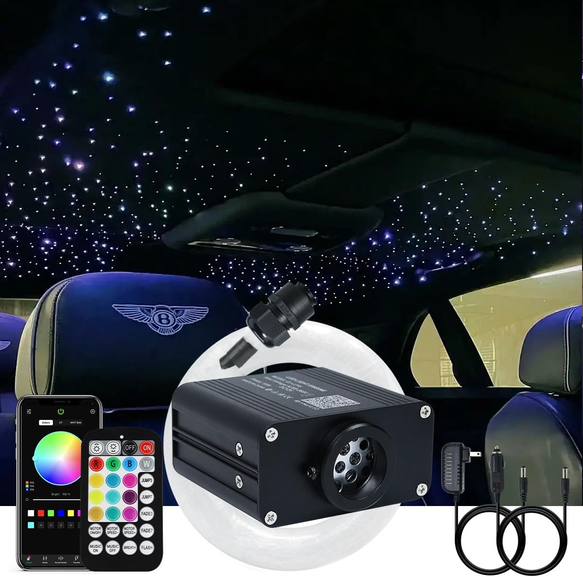 AKEPO 16W RGBW Twinkle Music Activated Fiber Optic Lights Kit