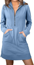 AlvaQ Sweatshirt Dress for Women - Cozy Half Zip Tunic Mini Casual