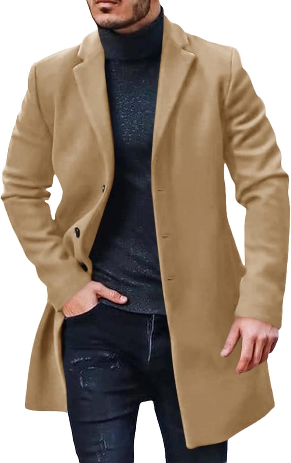 Stylish PASLTER Mens Trench Coat for Fall and Winter Wear