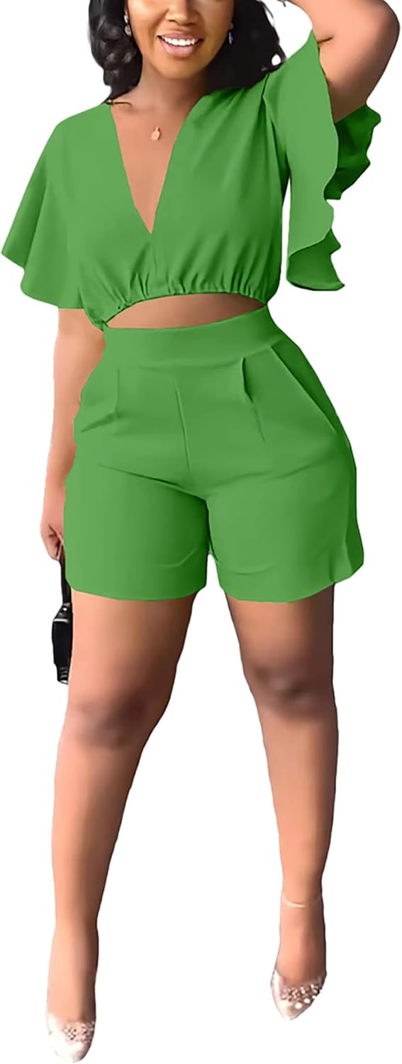 Fooullaide Womens Summer 2 Piece Outfit Set for Beach Vacations