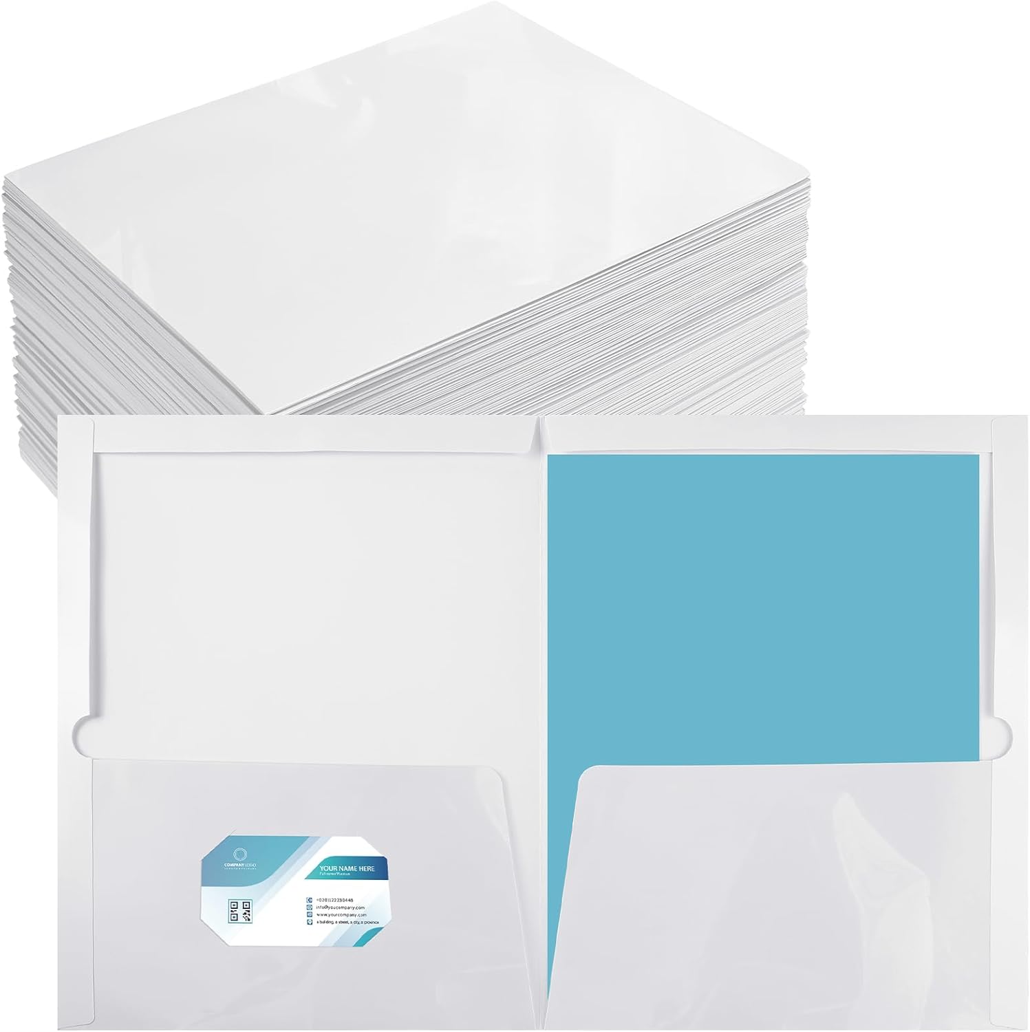 Yeaqee 100 Pack Glossy Laminated Paper Folders for School