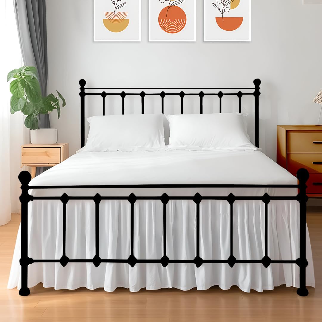 Luxurious Cal-King Ruffled Bed Skirt with 21-Inch Drop