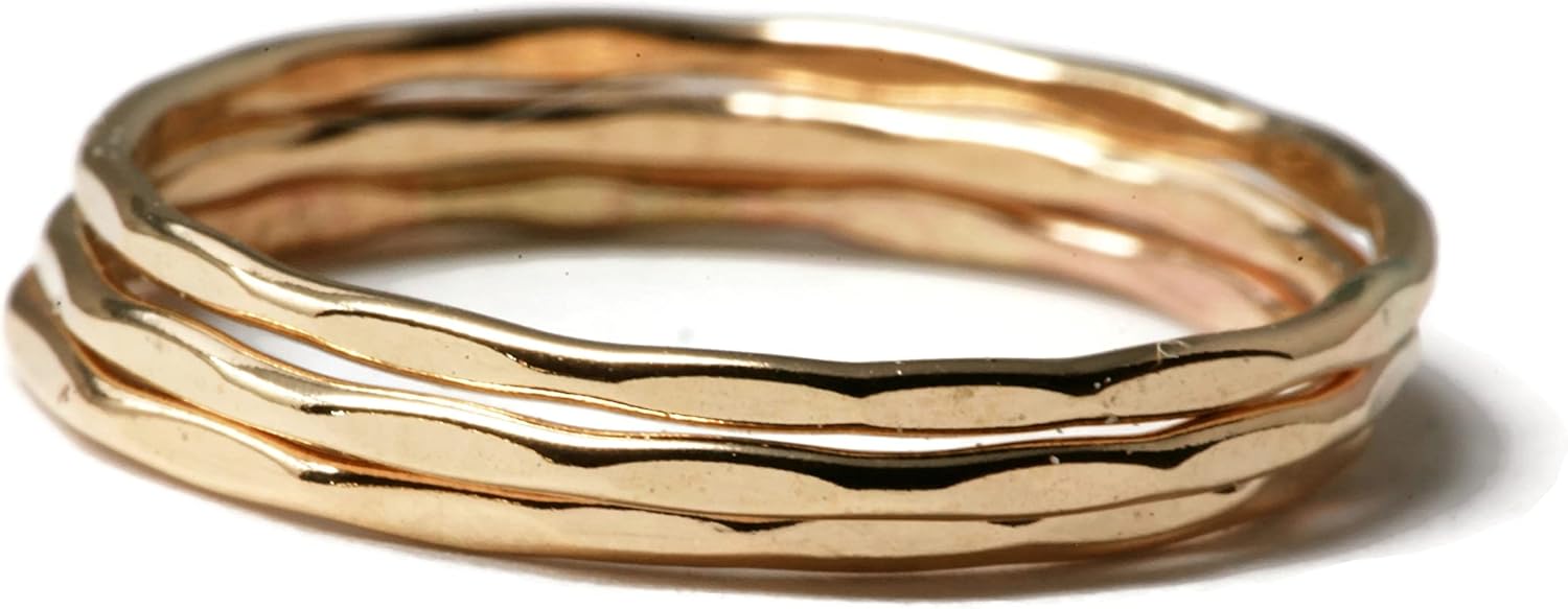 14K Gold Filled Hammer Textured Skinny Stacking Rings for You