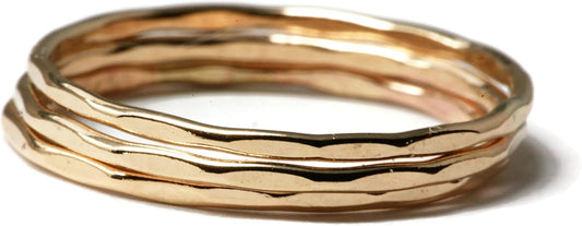 14K Gold Filled Hammer Textured Skinny Stacking Rings for You