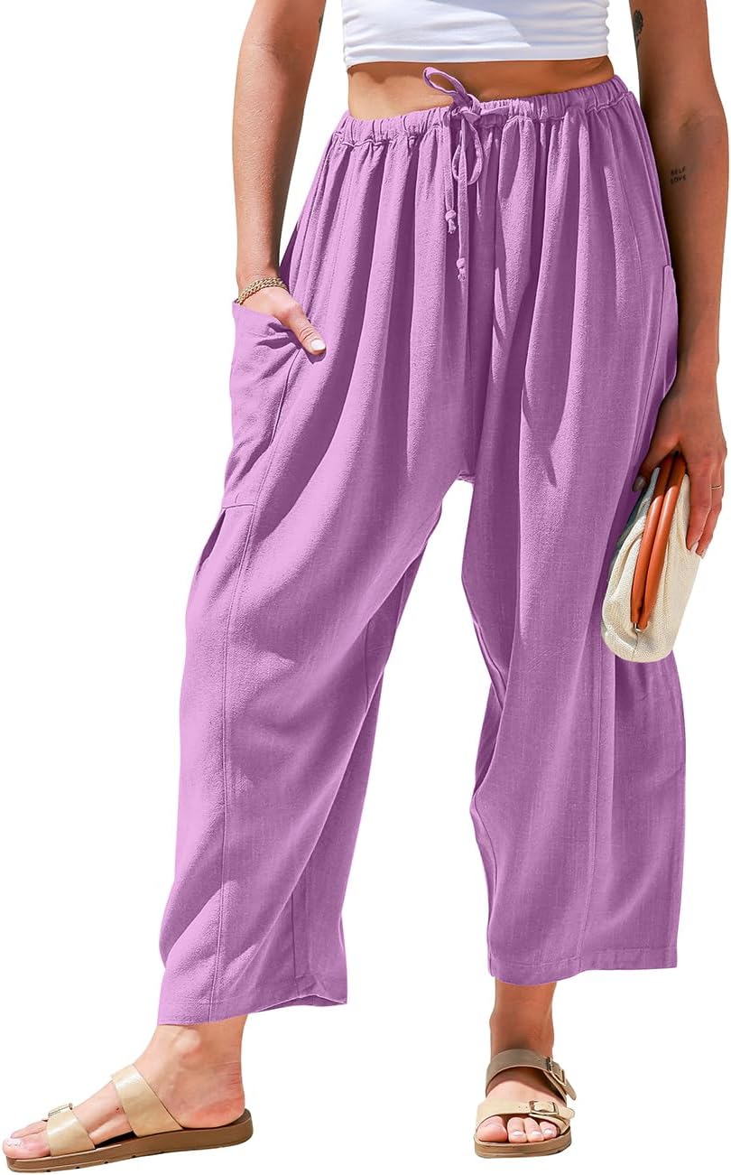 Linen Wide Leg Pants for Women - Casual Summer Palazzo Style