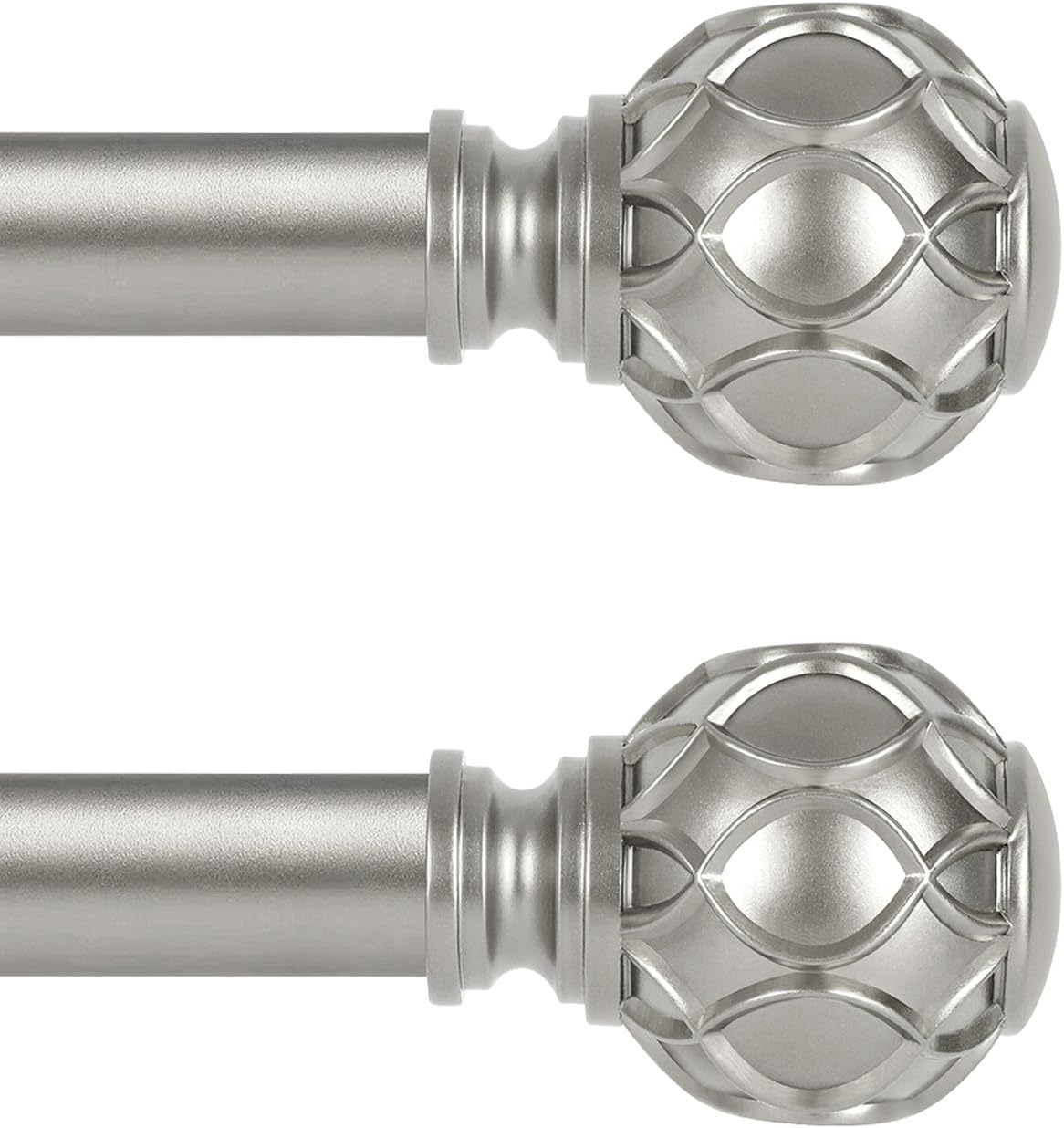 Silver Farmhouse Curtain Rods for Windows: Heavy Duty Adjustable