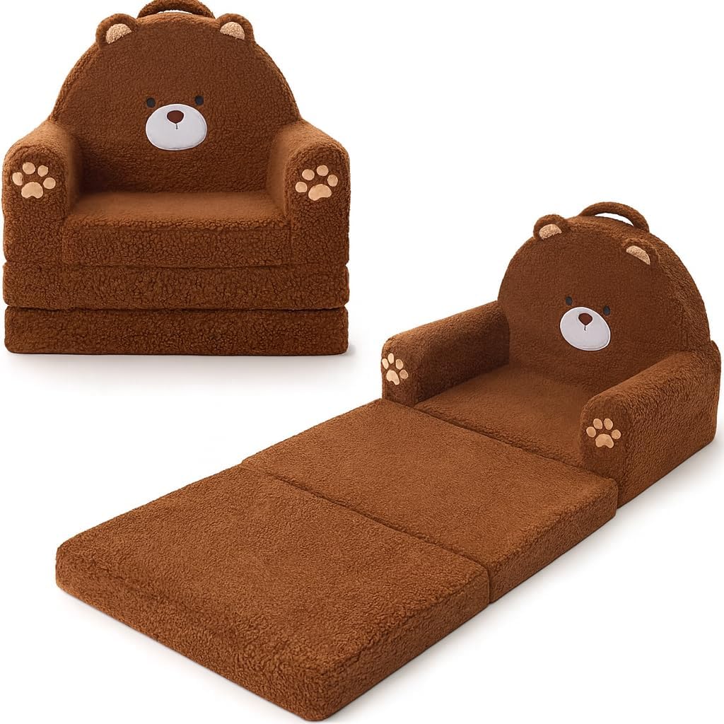 MOONBEEKI 2-in-1 Foldable Toddler Couch for Playroom and Bedroom