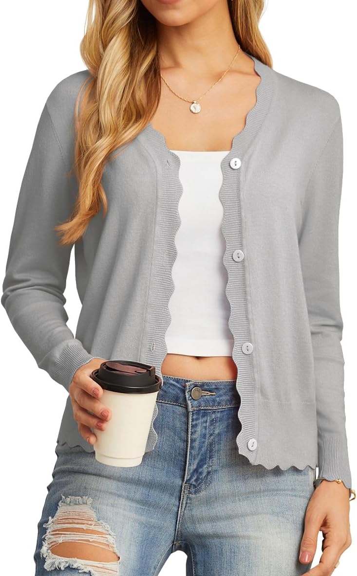 GRECERELLE Women's Long Sleeve V-Neck Cardigan for Every Occasion