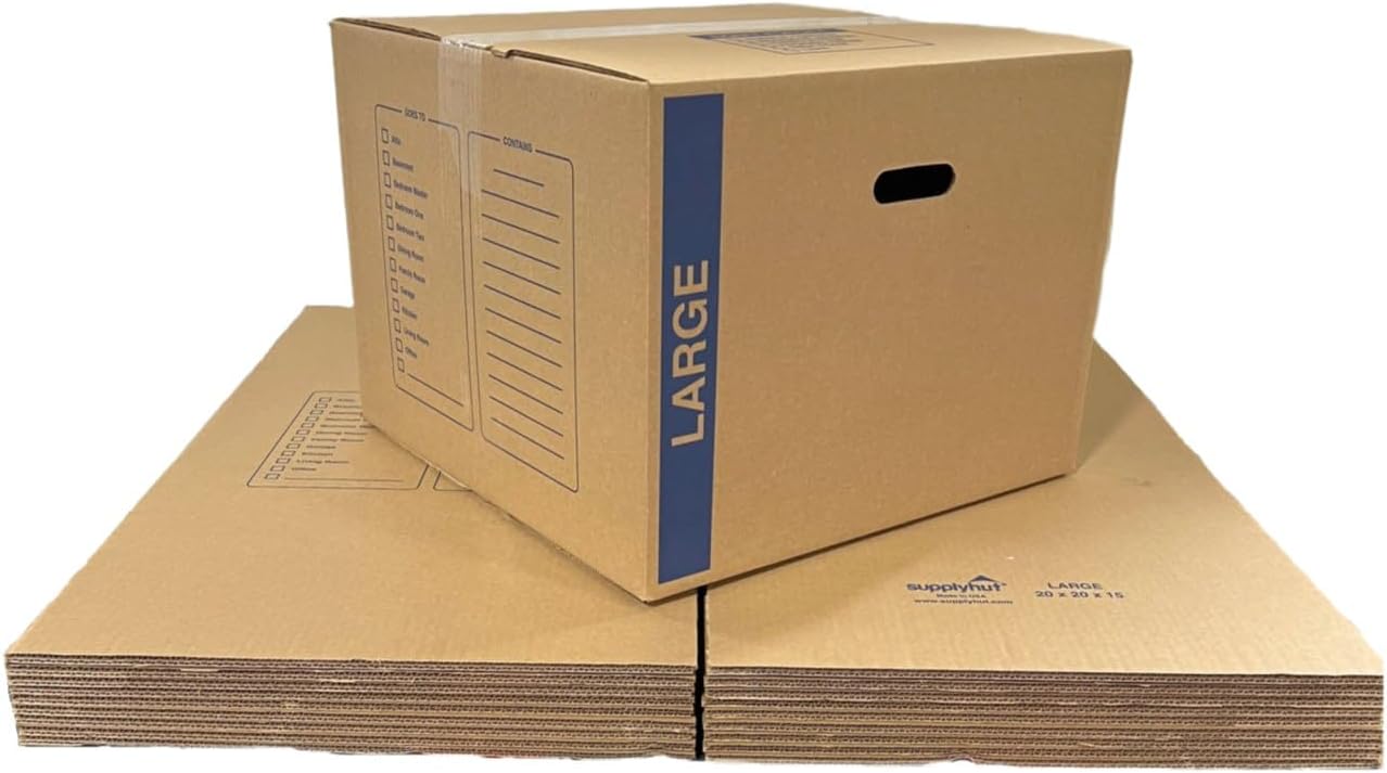 Large Cardboard Moving Boxes 12-Pack with Handles for Easy Use
