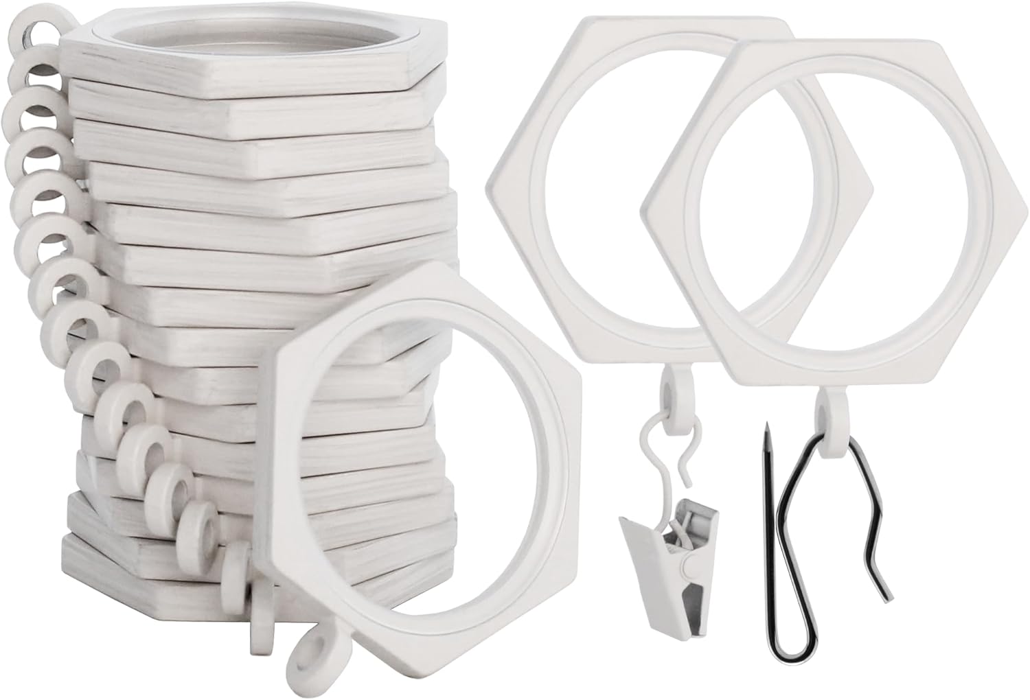 BlastHome Luxury Curtain Rings - Premium Metal with Inserts