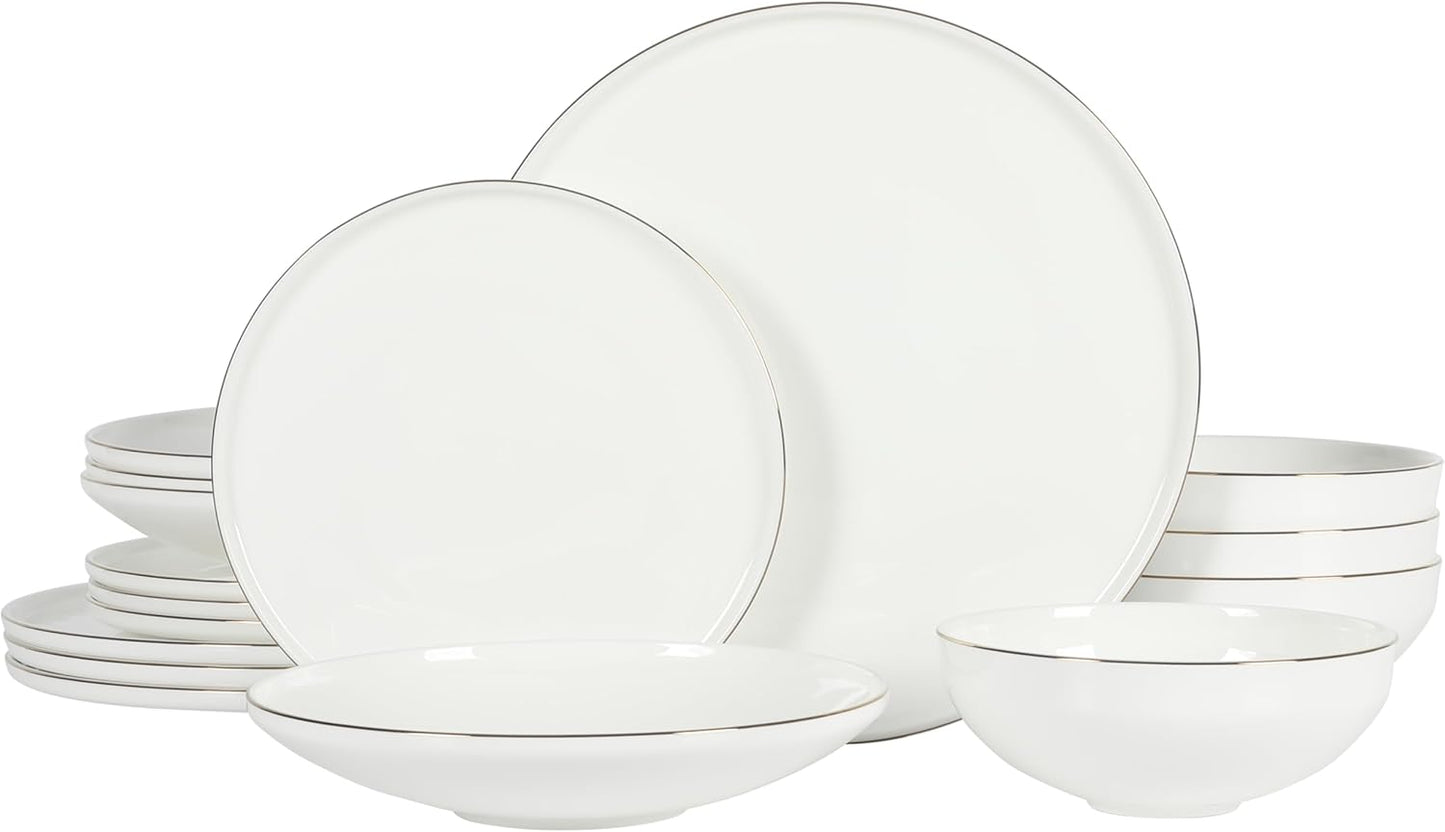 Gibson Elite Lana 16 Piece Dinnerware Set with Gold Rim