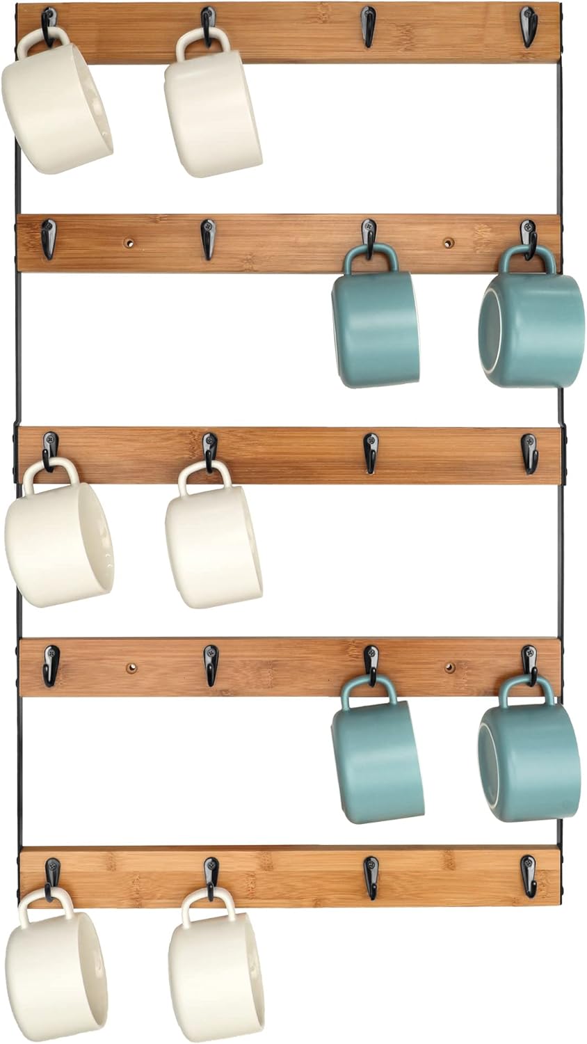 Wall Mounted Coffee Mug Holder with 5 Tiers and 20 Hooks