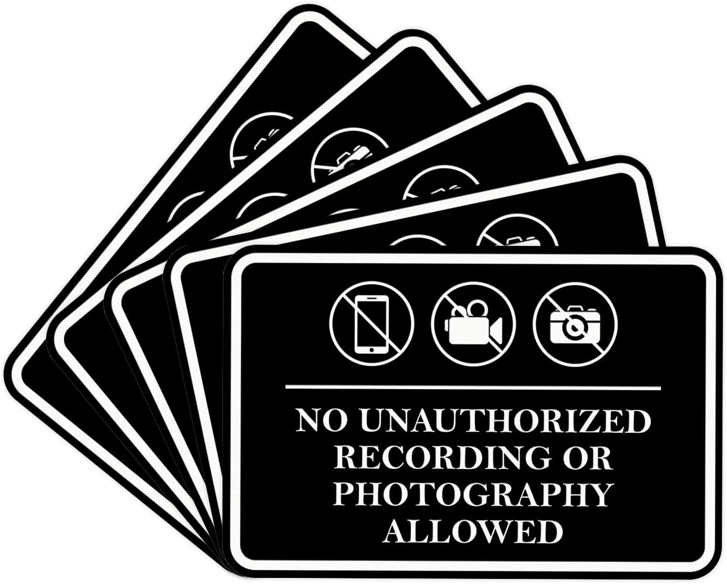 Classic Framed No Unauthorized Recording Sign - 5 Pack Durable