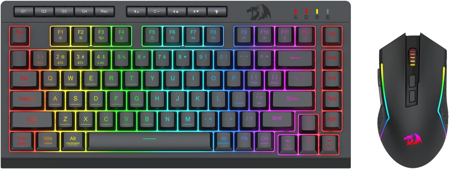 Redragon Wireless Gaming Keyboard and Mouse Combo for Gamers