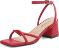 Women's Strappy Chunky Heels Dressy Open Square Toe - Comfort 2in